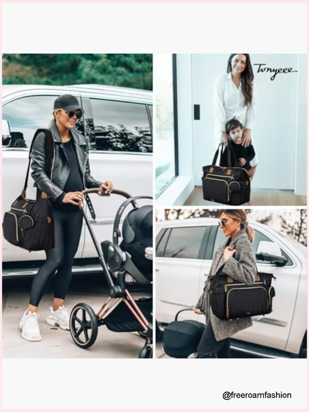 Large Diaper Bag Tote, Waterproof, Hospital Bag, Travel Tote with Changing Pad,